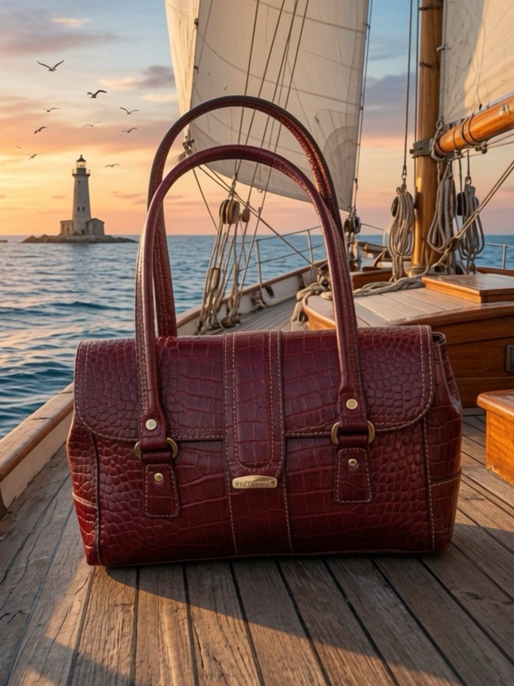 Liz Claiborne Burgundy Faux Croc Purse - Picture 1 of 6
